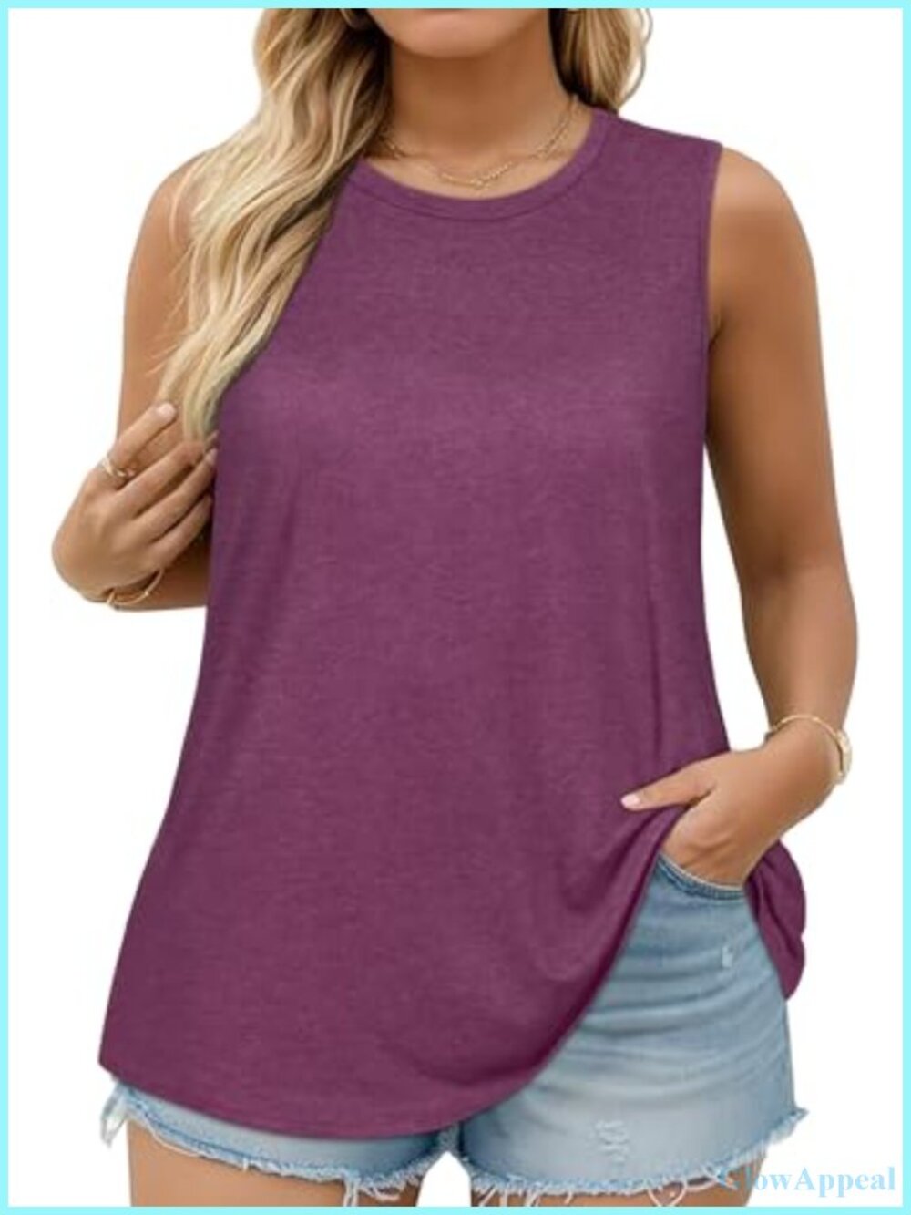 Women's Plus Size Sleeveless Tank Top Crew Neck Cotton Blend Stretch